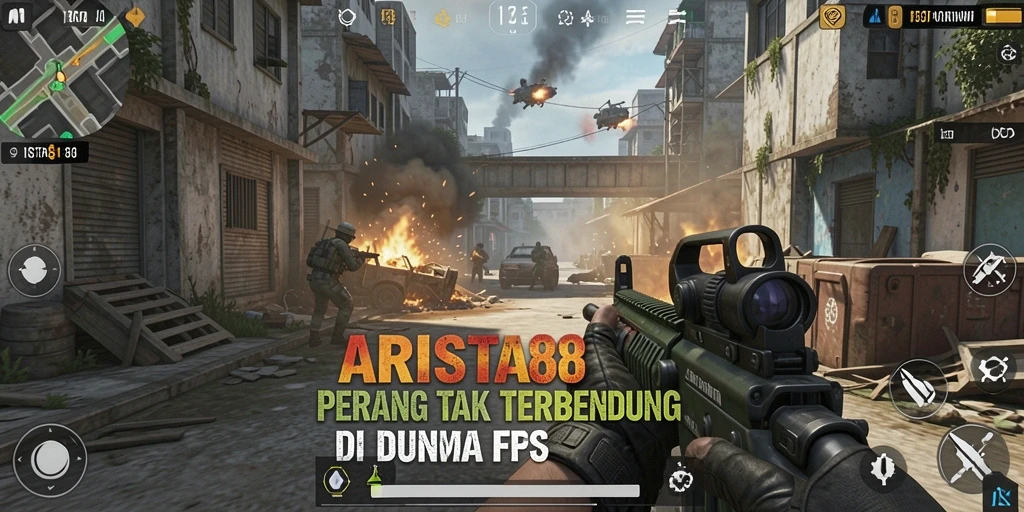 Screenshot gameplay ARISTA88 yang menunjukkan aksi tembak-menembak yang intens.