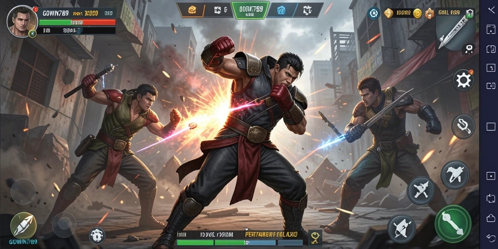 Tampilan gameplay GOWIN789 yang penuh aksi dan karakter yang menakjubkan.