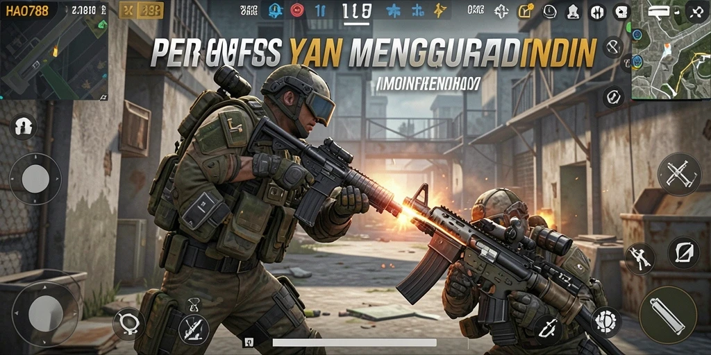 Screenshot HAO788 menampilkan aksi intens dalam pertempuran FPS.