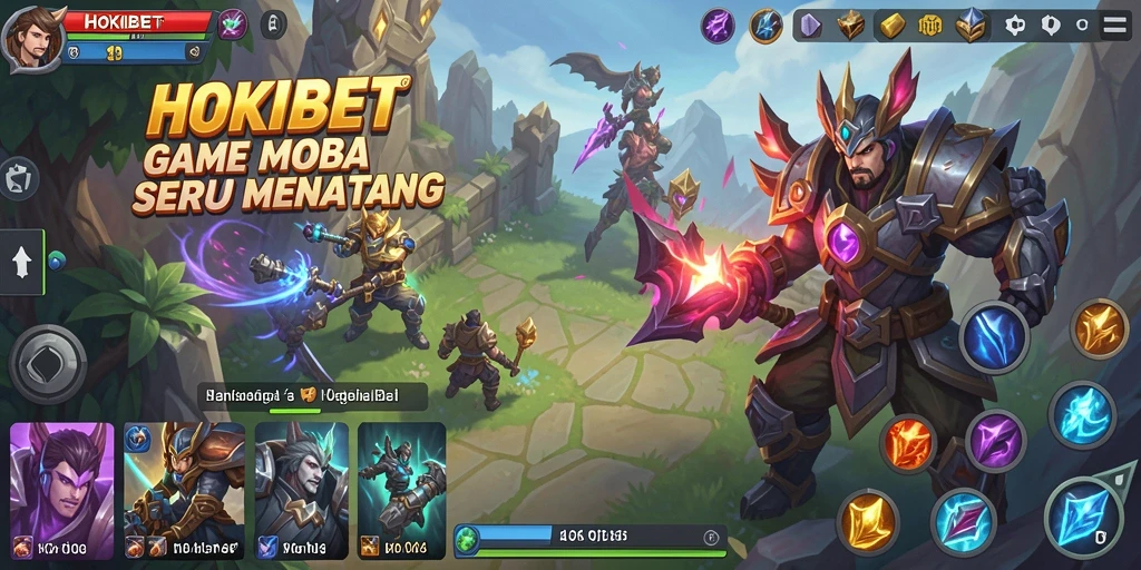 Tampilan gameplay seru dari HOKIBET yang menampilkan strategi MOBA.