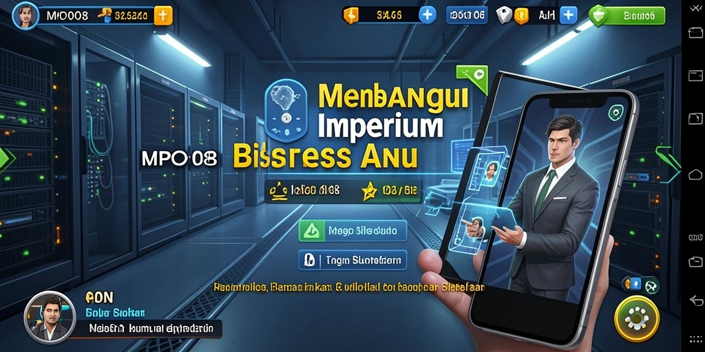 Tampilan gameplay MPO08 dengan berbagai pilihan bisnis yang menarik.