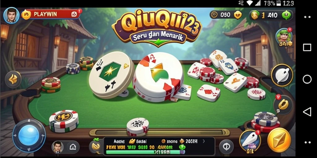 Screenshot utama PLAYWIN123 menampilkan keseruan bermain QiuQiu.