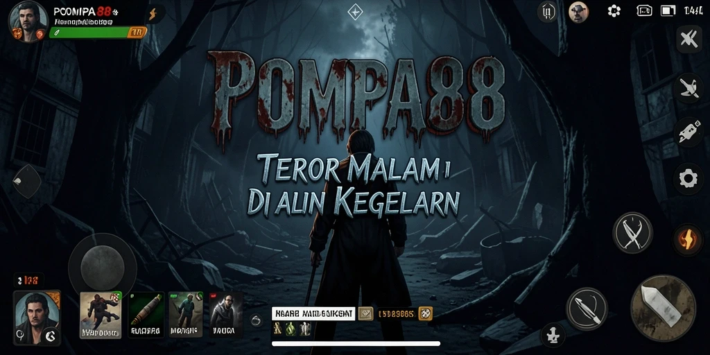 Screenshot gameplay POMPA88 yang penuh ketegangan dan suasana horor.