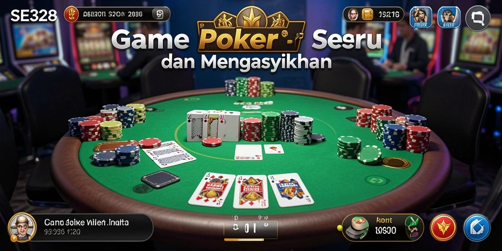 Tampilan gameplay poker yang seru dan interaktif.