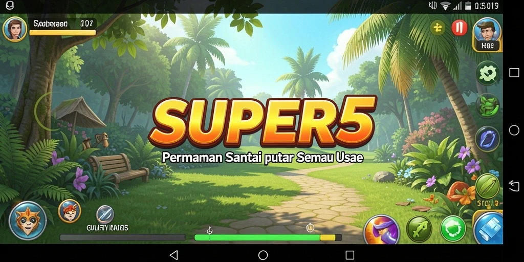 Screenshot gameplay SUPER5 dengan visual ceria dan menyenangkan.