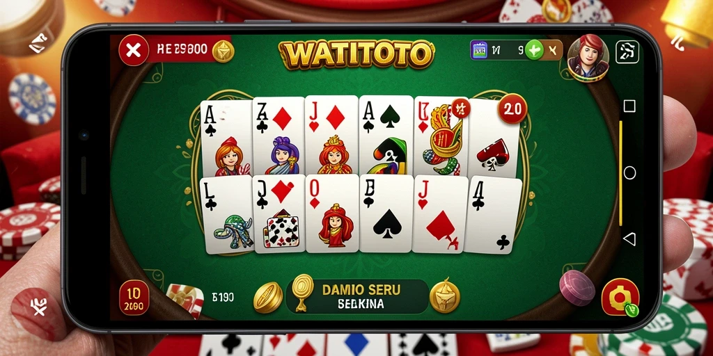Tampilan gameplay seru WATITOTO dengan fitur domino yang menarik.