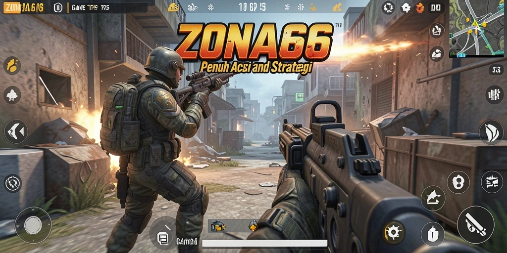 Tampilan gameplay menegangkan ZONA66 dalam pertempuran TPS.